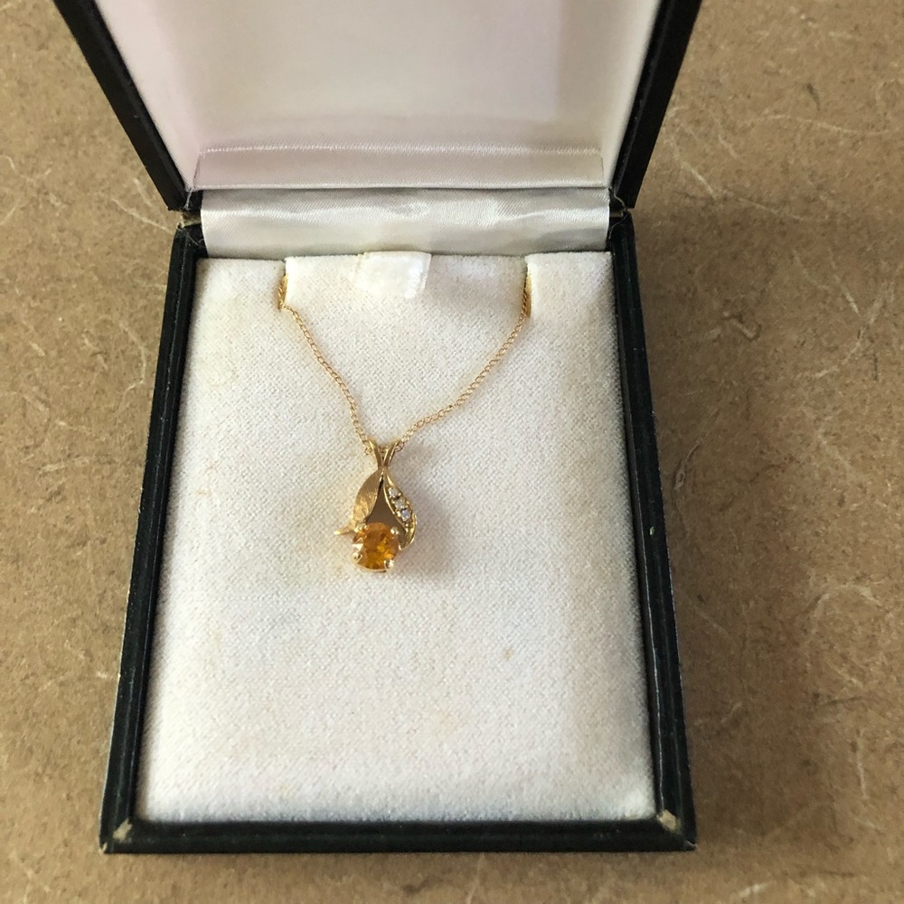 Vintage gold, diamond and topaz necklace